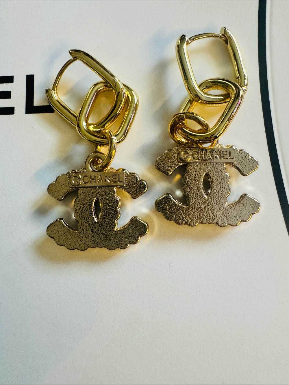 Crystal Gold Tone Earrings with Authentic Hardware & Chanel Extras - Picture 3 of 4